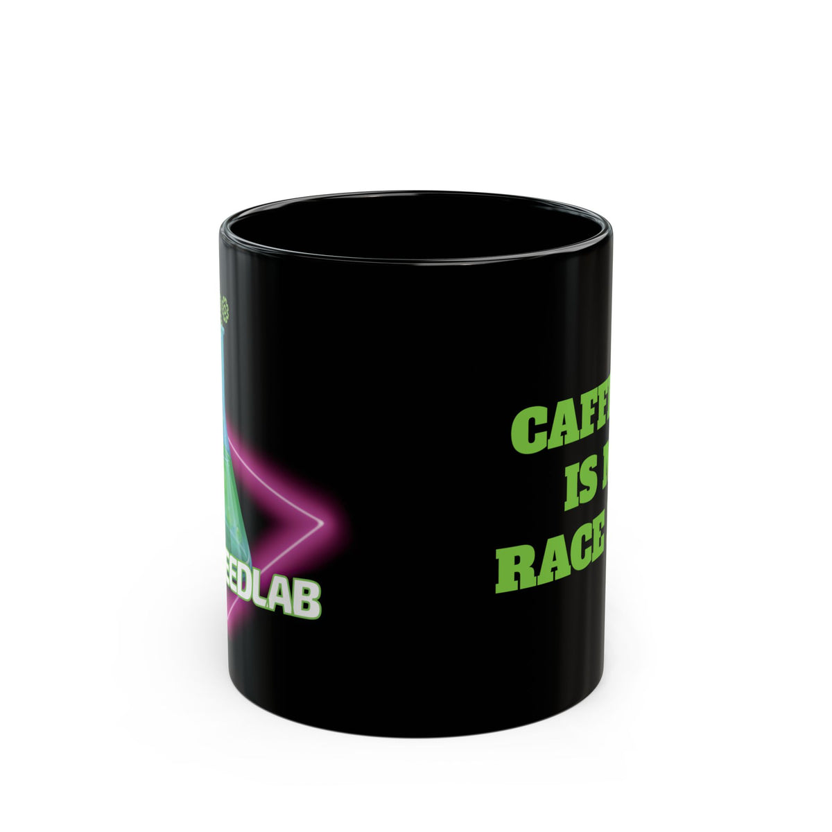 Caffeine Is My Race Fuel Black Mug