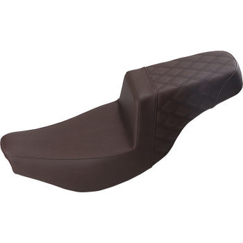 Saddlemen Step-Up Seat - Front Smooth/Rear Lattice Stitch - Brown - Indian